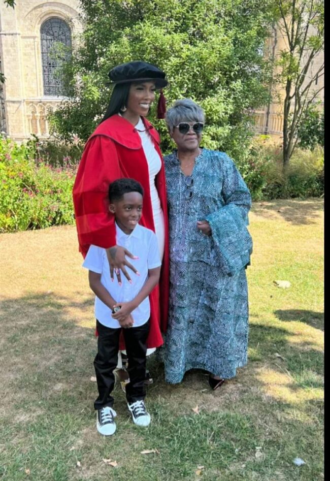 Tiwa Savage, her son Jamil and mother