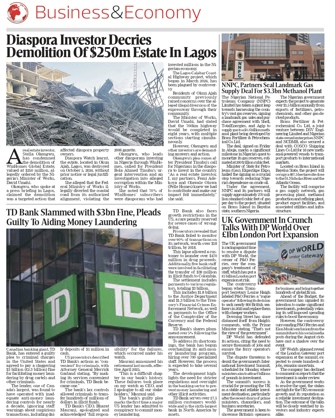 Controversial Demolitions, Banking Scandals, and Major Gas Deals: Latest News Highlights