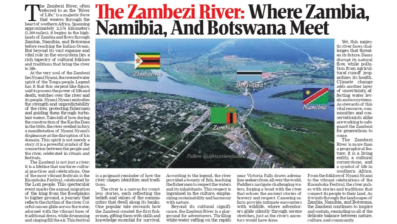 The Zambezi River: Where Zambia, Namibia, and Botswana Converge