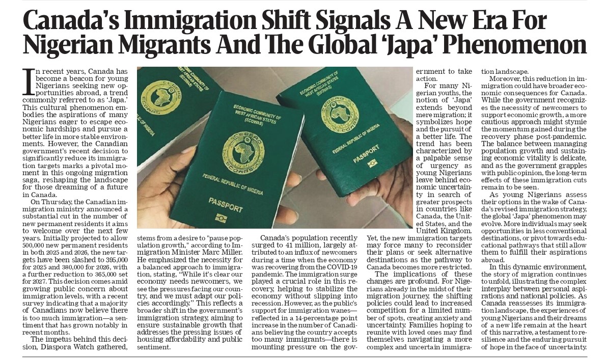 Canada’s Immigration Shift: A New Era for Nigerian Migrants and the Global ‘Japa’ Movement