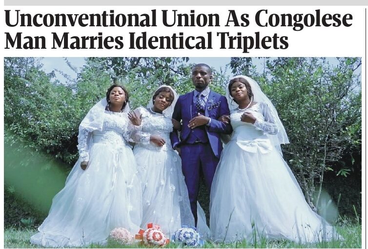 Congolese Man Marries Identical Triplets in Unique Wedding Ceremony