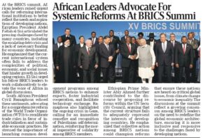 African Leaders Call for Systemic Reforms at BRICS Summit 