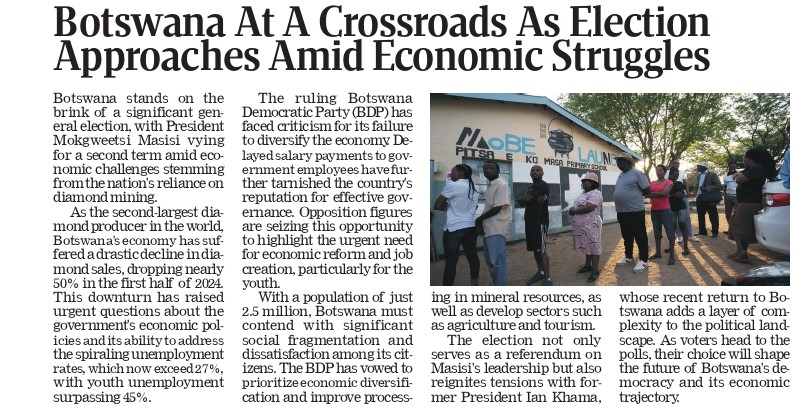Botswana at a Crossroads as Elections Near and Economic Woes Deepen