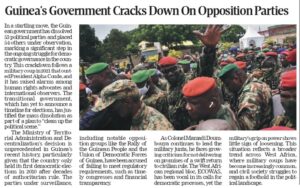  Guinea’s Government Cracks Down on Opposition Parties Amid Rising Tensions